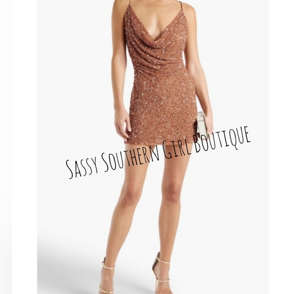 🆕⭐Retrofete bronze mocha Mich sequin mini dress - Picture 5 of 9